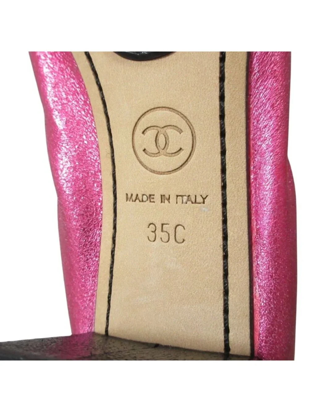 Chanel Ballet Shoes Pumps 35c Metallic Pink
